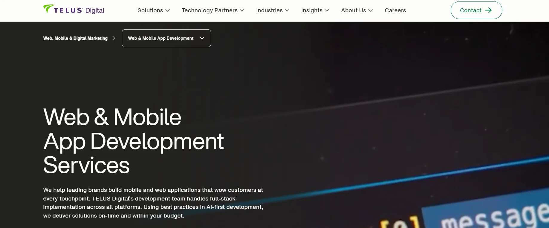 Telus digital webpage